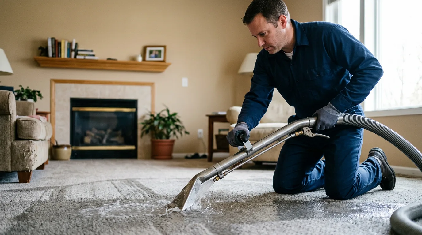 Water damage restoration technician working near Forbes, ND